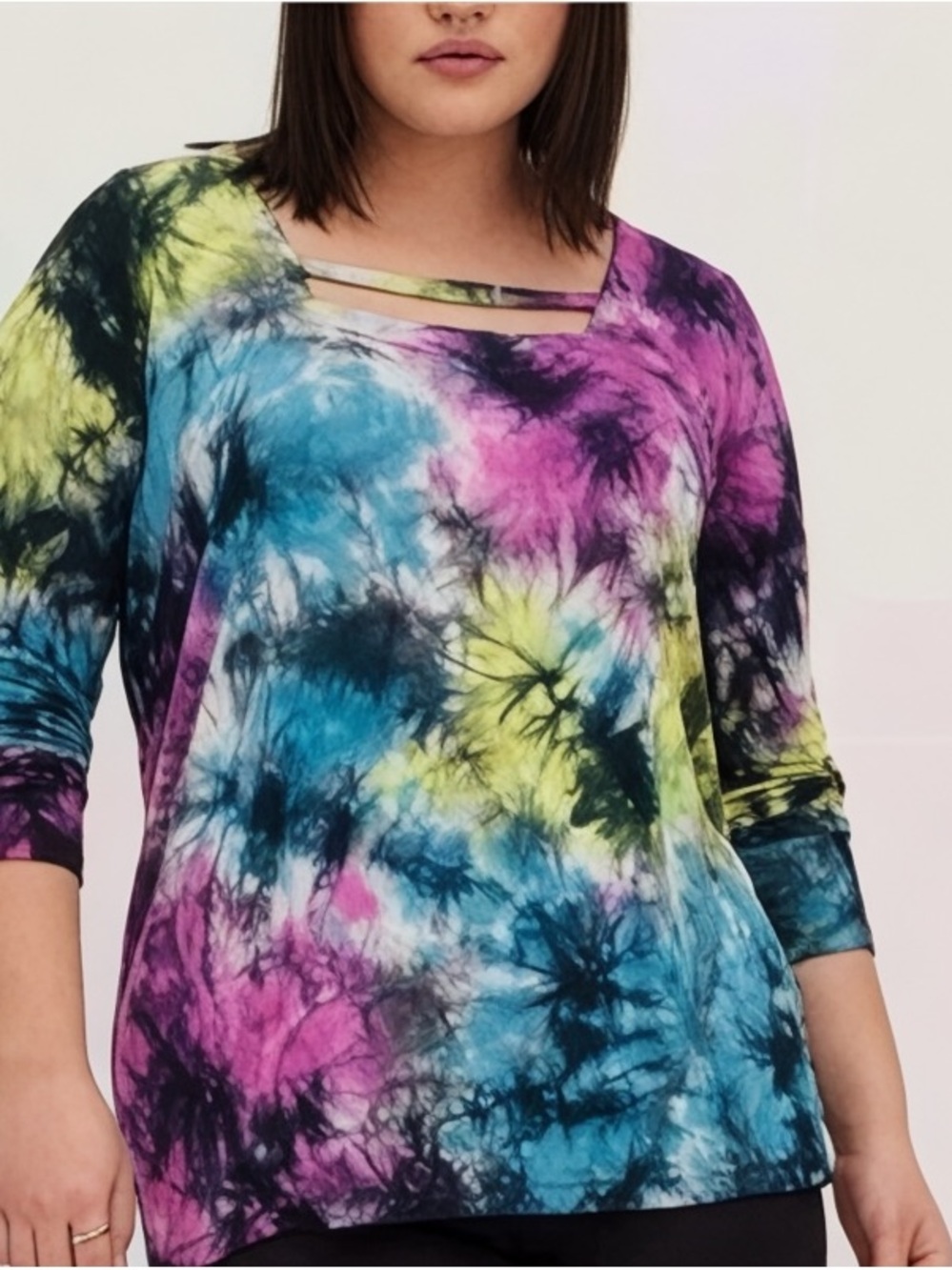 Torrid Lovesick Multicolor Tie-Dye Long Sleeve Tee Size 1X